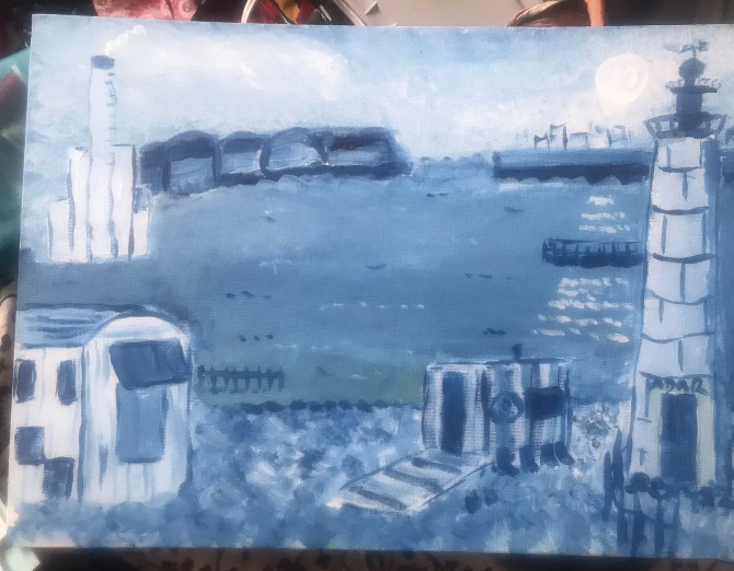 Painting by Anna of Kingston beach where the group sometimes meet